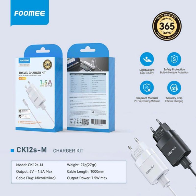 CHARGER FOOMEE MIKRO CK12s / CASAN FOOMEE ORIGINAL MICRO USB