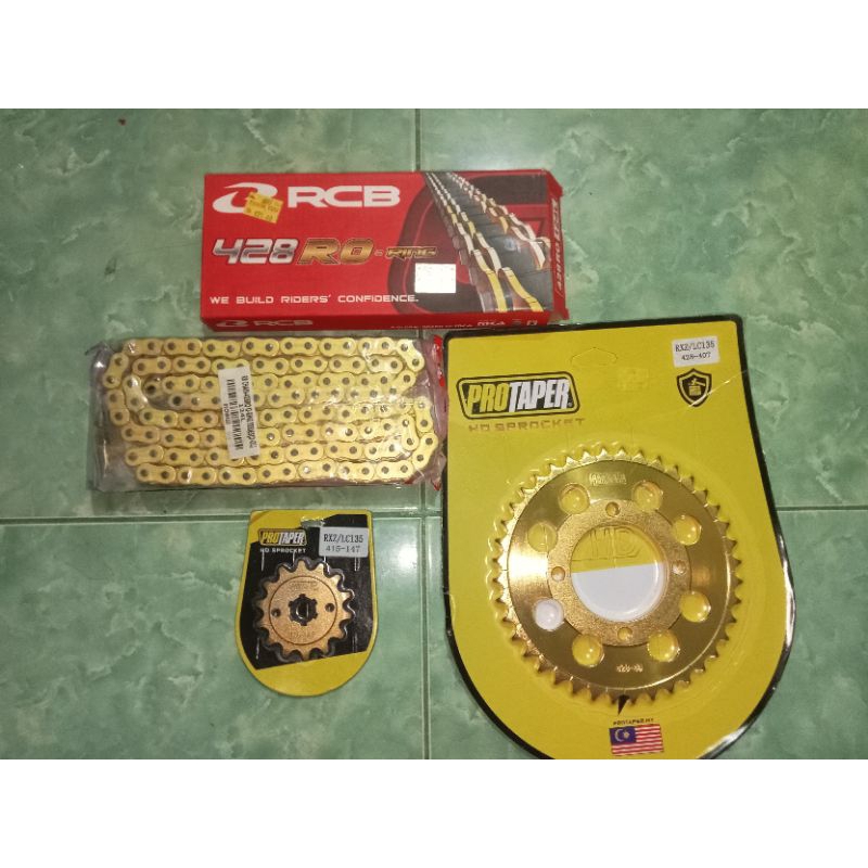 PROTAPER X RCB COMBO SET GEAR SPROCKET DEPAN BELAKANG + RANTAI RCB 428 R ORING YAMAHA MX MX-KING RXZ