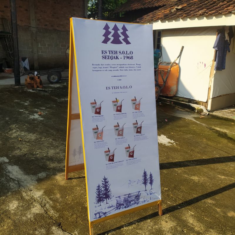 (FREE DESAIN) STAND BANNER 60X140 CM /STANDKAYU/STAND BANNER 2 SISI