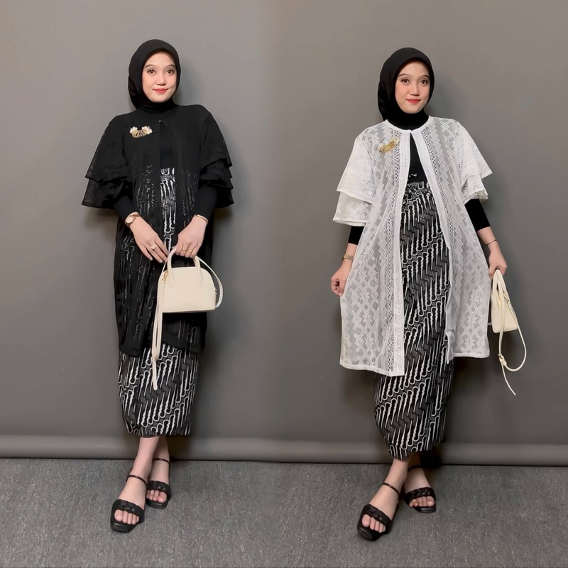 MALIKA OUTER BROKAT LACE PREMIUM LENGAN RUFFLE / TUNIK BROKAT KONDANGAN