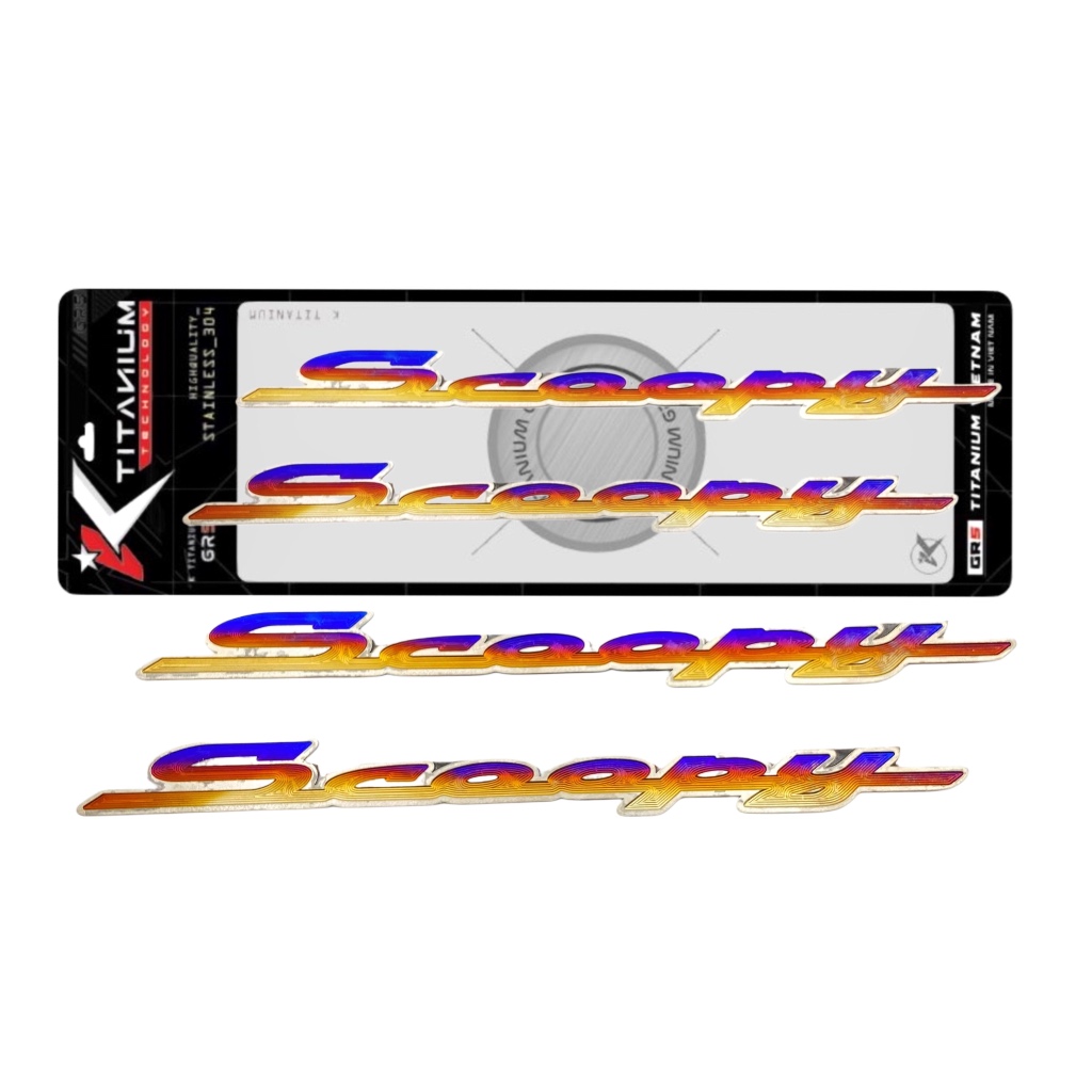 TITANIUM EMBLEM LOGO BODY SCOOPY ORIGINAL HARGA 1 SET KIRI KANAN