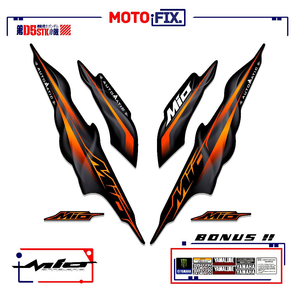 Stiker Striping Decal Body Motor Yamaha Mio Sporty Atau Smile Variasi Free Sticker Set MT158