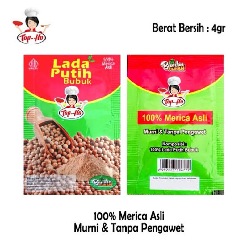

Lada putih bubuk 1 renceng isi 4gr x 12 Pcs