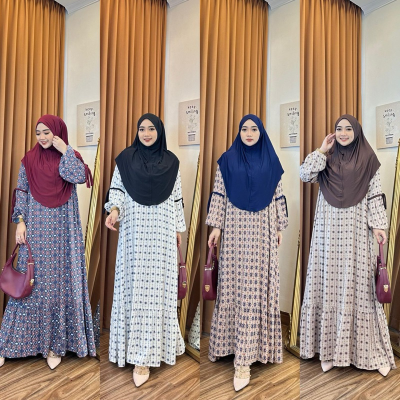 TATAOS BANGKOK BY ZR ROMIQUE CLEVAH ETNIK SALUR SET DRESS HIJAB JILBAB KERUDUNG TAG LABEL COTTON IMP