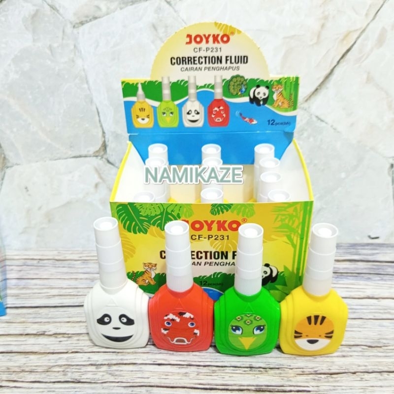 

ISI 12 PCS TIP-EX JOYKO CF-P231/CORRECTION FLUID/TIP-EX MOTIF BINATANG RANDOM