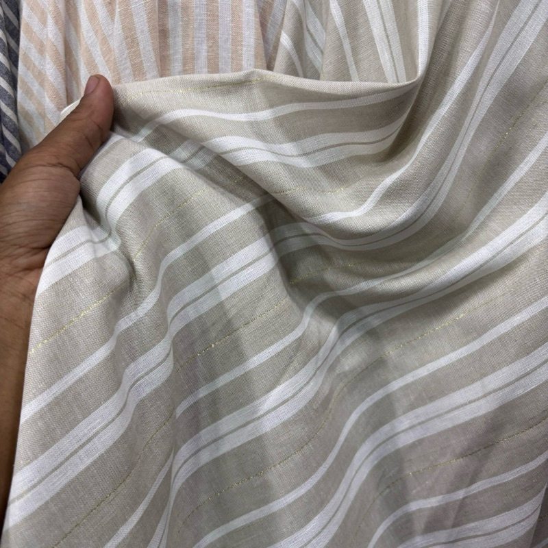 kain katun linen motif premium - kain katun linen motif salur - kain bahan motif  - kain katun motif