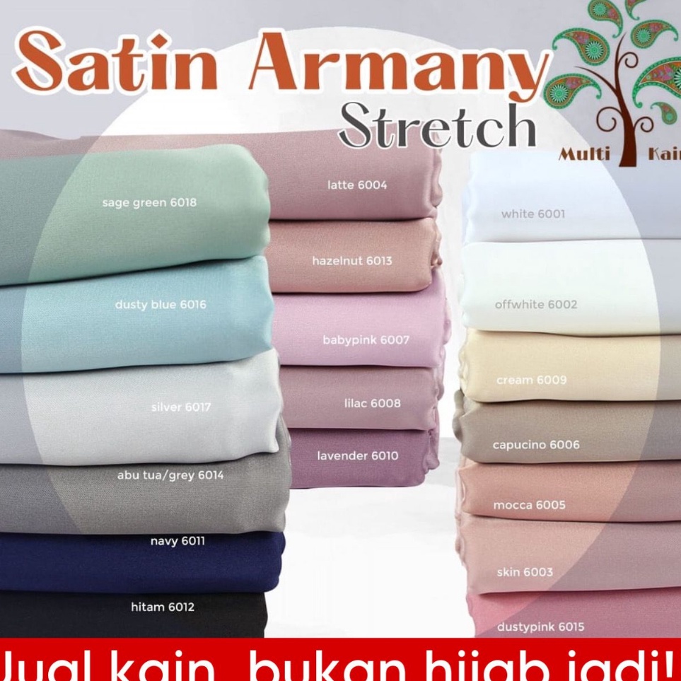 Multi Kain satin armani silk stretch armany silky saten bridesmaid nikah kawinan