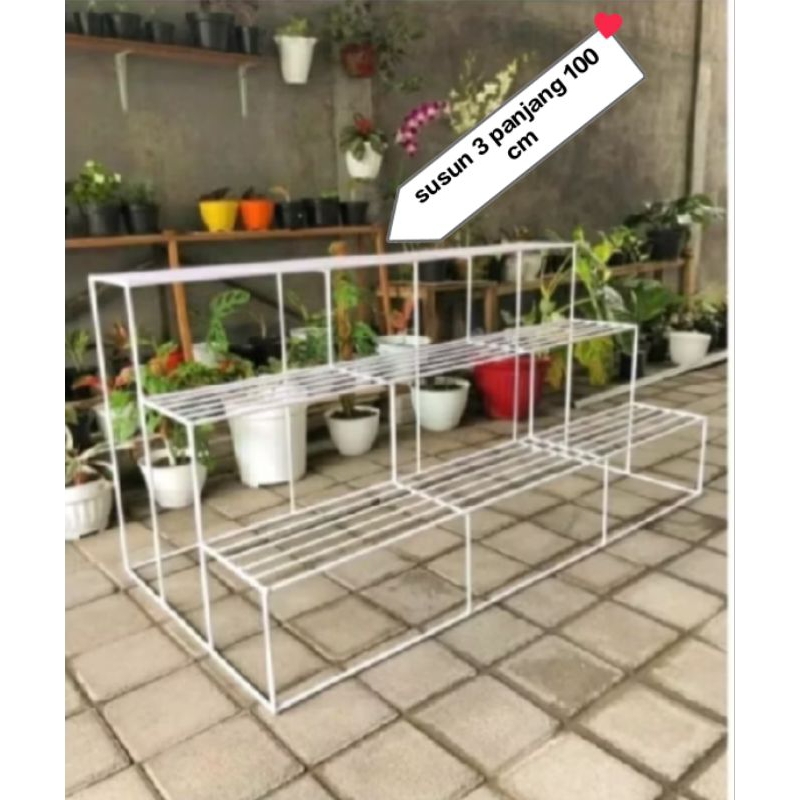 Rak bunga susun 3 panjang 100 cm/rak serbaguna/rak minimalis