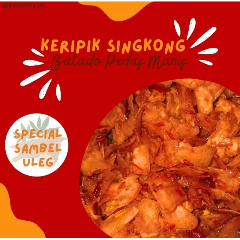 

Kripik Singkong/manggleng Balado Pedas Manis 250gr luget,bumbu uleg,renyah.