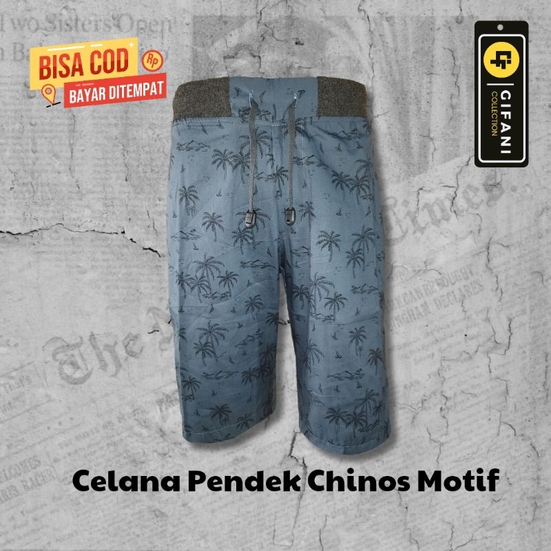 Celana Chinos Pendek Motif KELAPA BESAR / Celana Pendek Distro Pria / Bahan Katun Stretch Premium