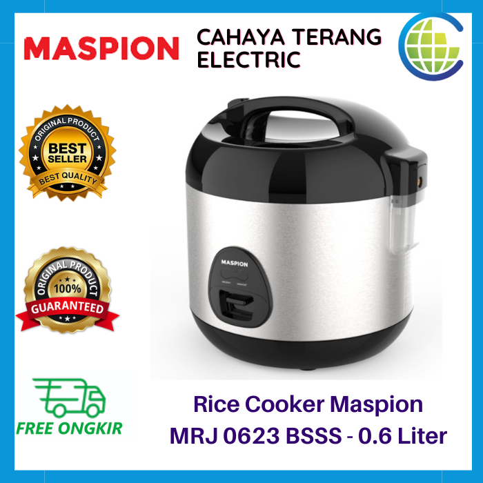 MASPION Rice Cooker Magic Com Mini 0,6 Liter 0.6L MRJ 0623 BSSS Stainless MRJ-0623BSSS MRJ0623BSSS