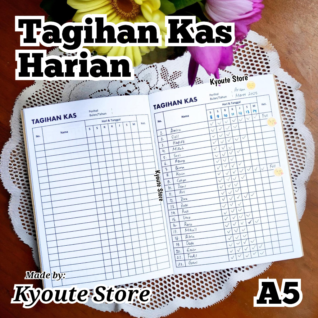 

Kyoute Buku Tagihan Kas Harian Tracker A5 Umum Daily Financial Planner Bill Book Arisan Kas Kelas