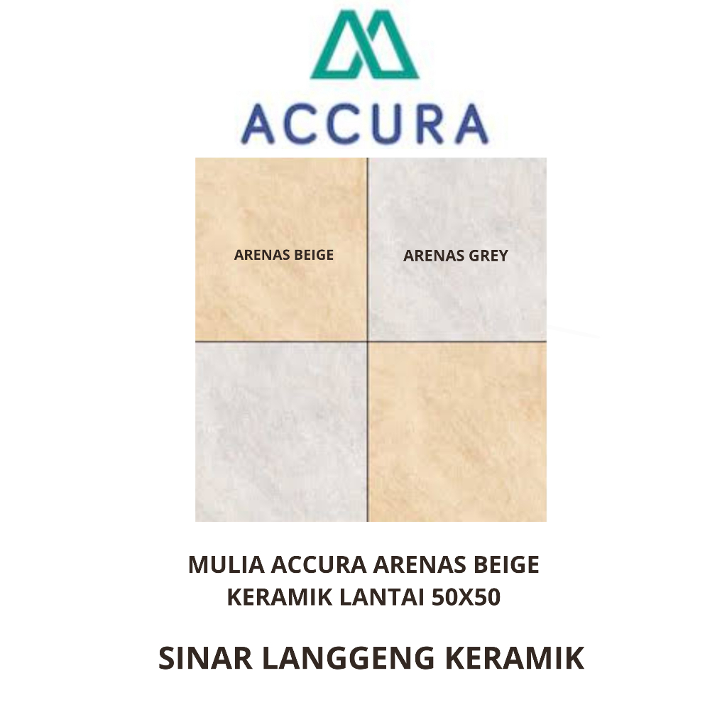 MULIA ACCURA ARENA BEIGE 50X50 KERAMIK LANTAI RUANG TAMU, TERAS RUMAH, KAMAR, DAPUR, DLL SESUAI SELE