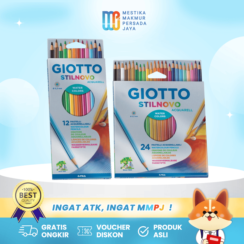 

Giotto Stilnovo Acquarell Pensil Warna Aquarel 1 Set Isi 12 / 24 Warna Lengkap