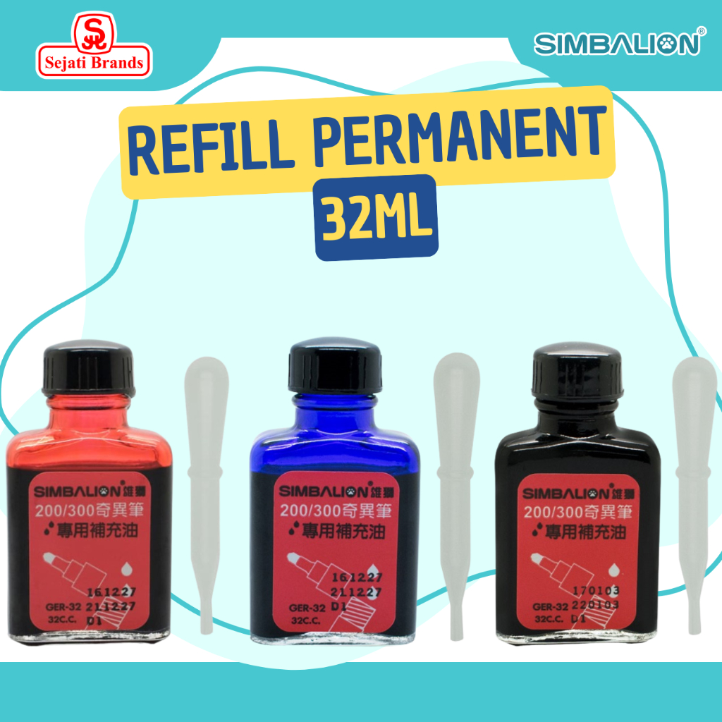 SIMBALION Tinta Isi Ulang Spidol Permanent 32 ML | Refill Permanent