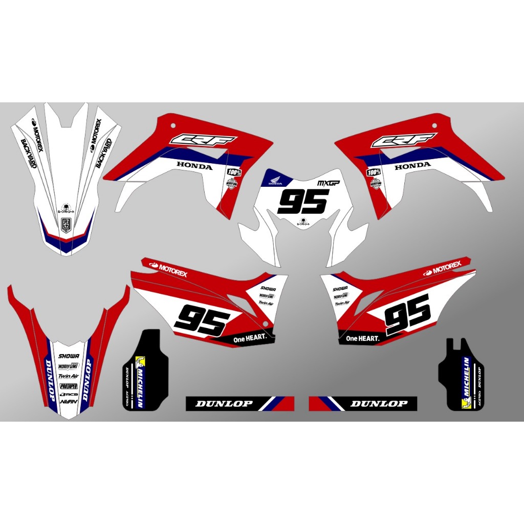 Decal stiker CRF 150L warna merah putih kombinasi biru
