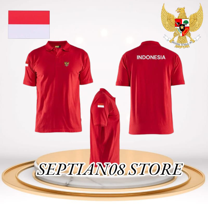Polo Shirt • Kaos polo •Indonesia Garuda • Bordir 100% Cotton Septian08Store
