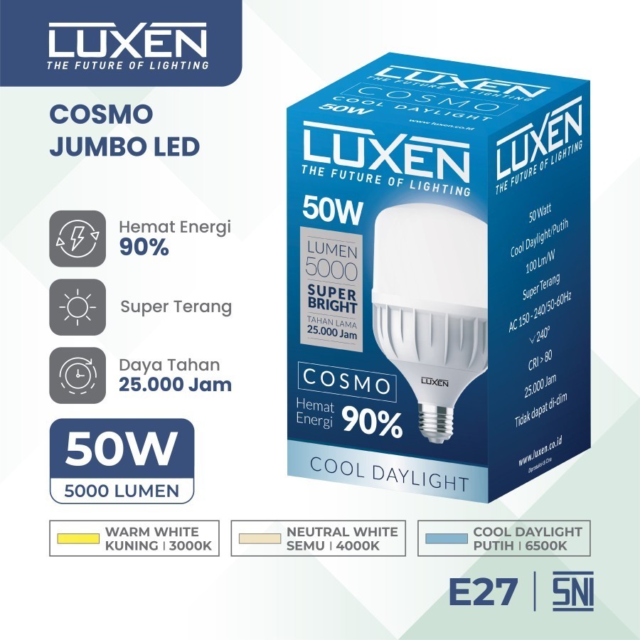 Lampu Bohlam Capsule LED 50W Watt Cosmo Jumbo Luxen