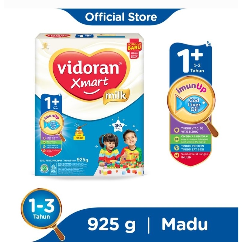 

VIDORAN XMART SUSU IMUN TUBUH 925GR 1+ 3+ SUSU RASA VANILLA RASA MADU 925GR