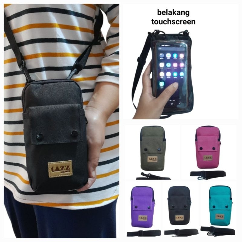 Tas Selempang Hp Touchscreen Tas Hp Pria Wanita (Saku Kancing )