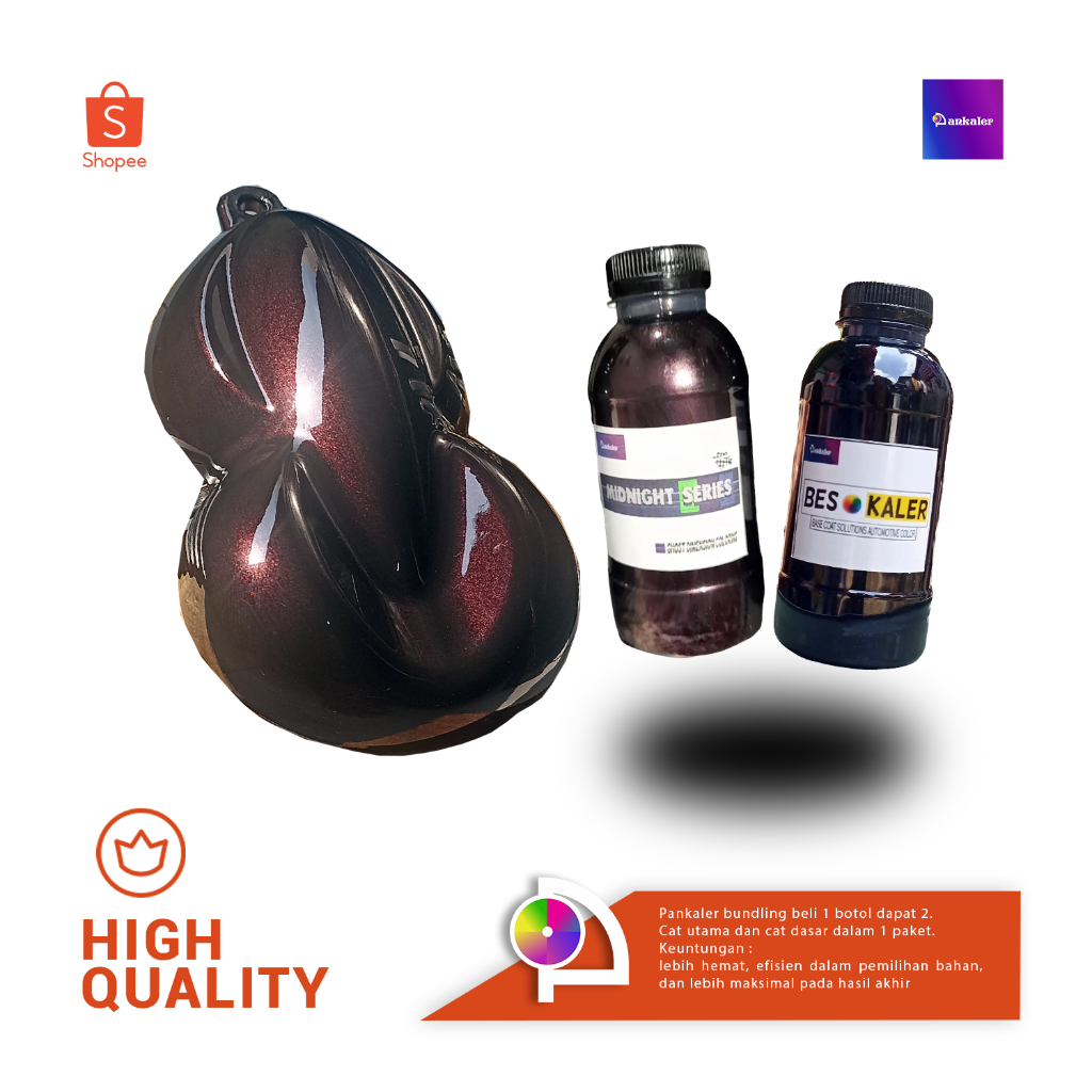 Pankaler Cat Motor Hitam Lembayung Merah Midnight Red Xirallic NC Car Paint Color Bundling