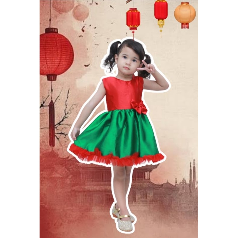Dress Chloe Anak /Baju Cina Anak /Kostum Natal Anak /Baju Natal /Dress Murah