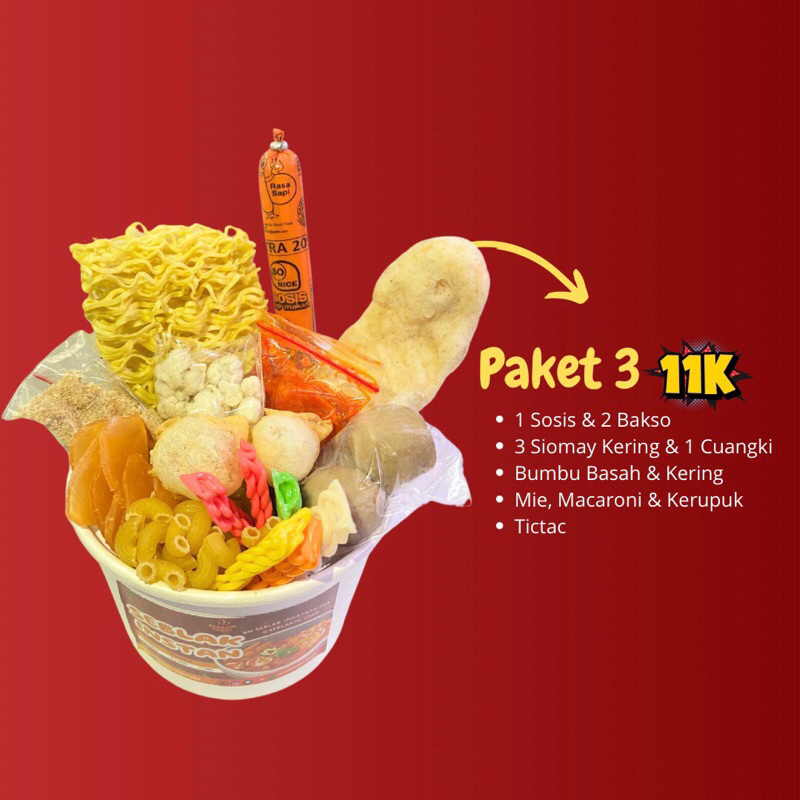 

Seblak Instan Paket 3 (Toping Bakso dan Sosis)