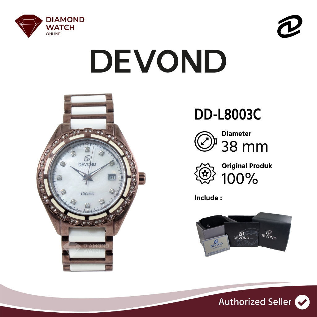 Devond Ceramic 38 mm Dial White with Date DD-L8003C