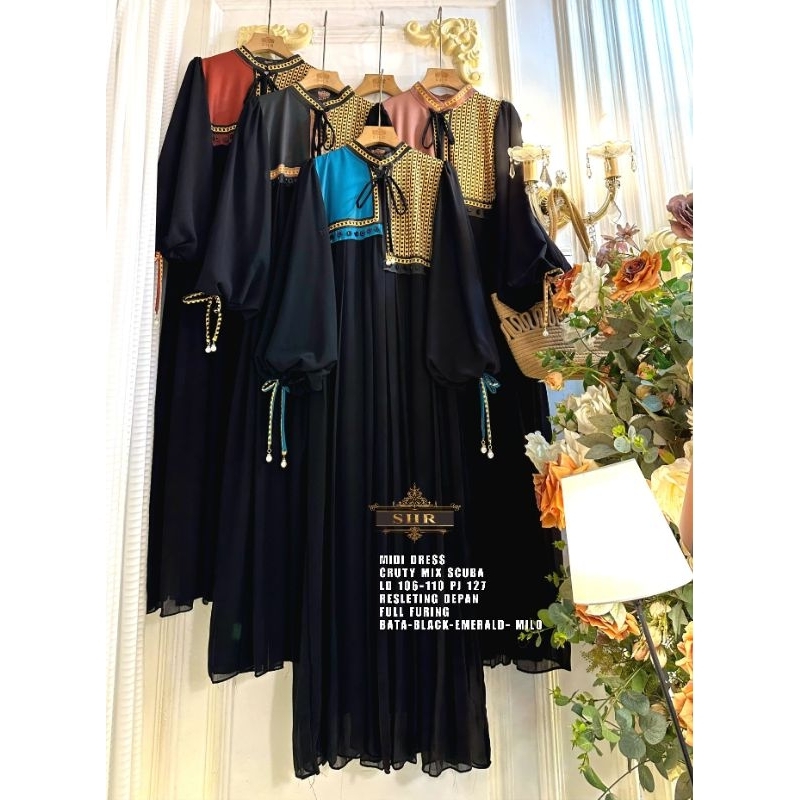 *NEW SHR ORI* READY MIDI DRESS IMPIAN SCUBA CERUTY BY SHR ORI