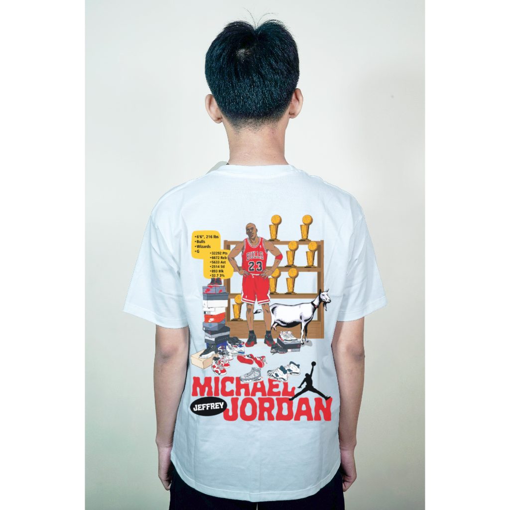 KAOS MICHAEL JORDAN THROPY WHITE TEE / KAOS NBA / COTTON 24S / KAOS PRIA / KAOS WANITA / KAOS PREMIU