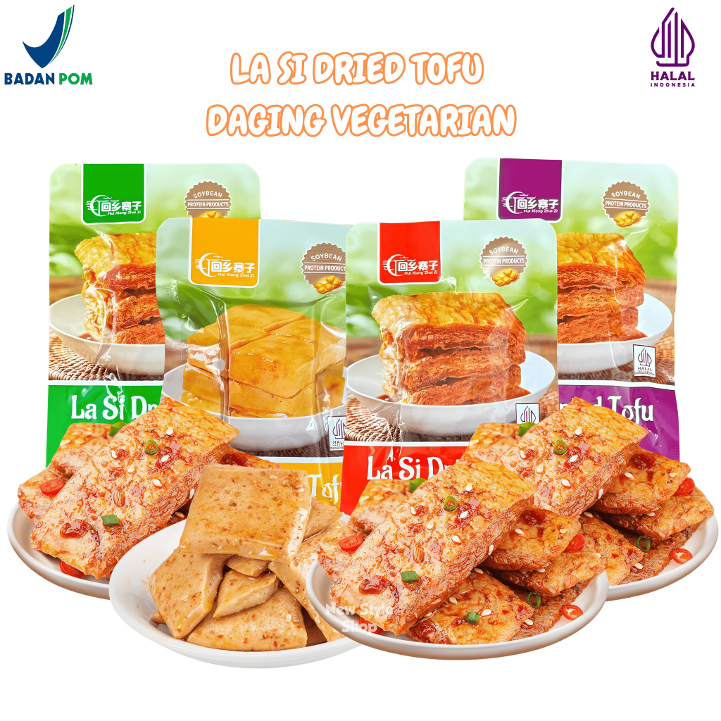 

[ HALAL ] La Si Dried Tofu Snack Vegetarian / Tahu Semi Kering Asin Gurih Pedas