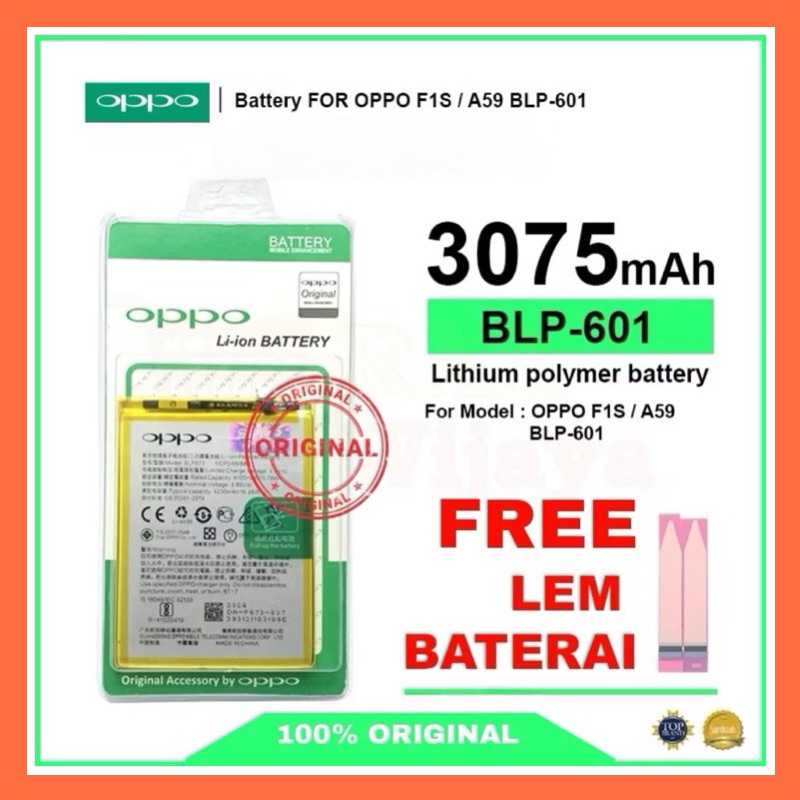 BATERAI BLP601 OPPO F1S/ A59 ORIGINAL FREE LEM BATERAI GARANSI 6 BULAN