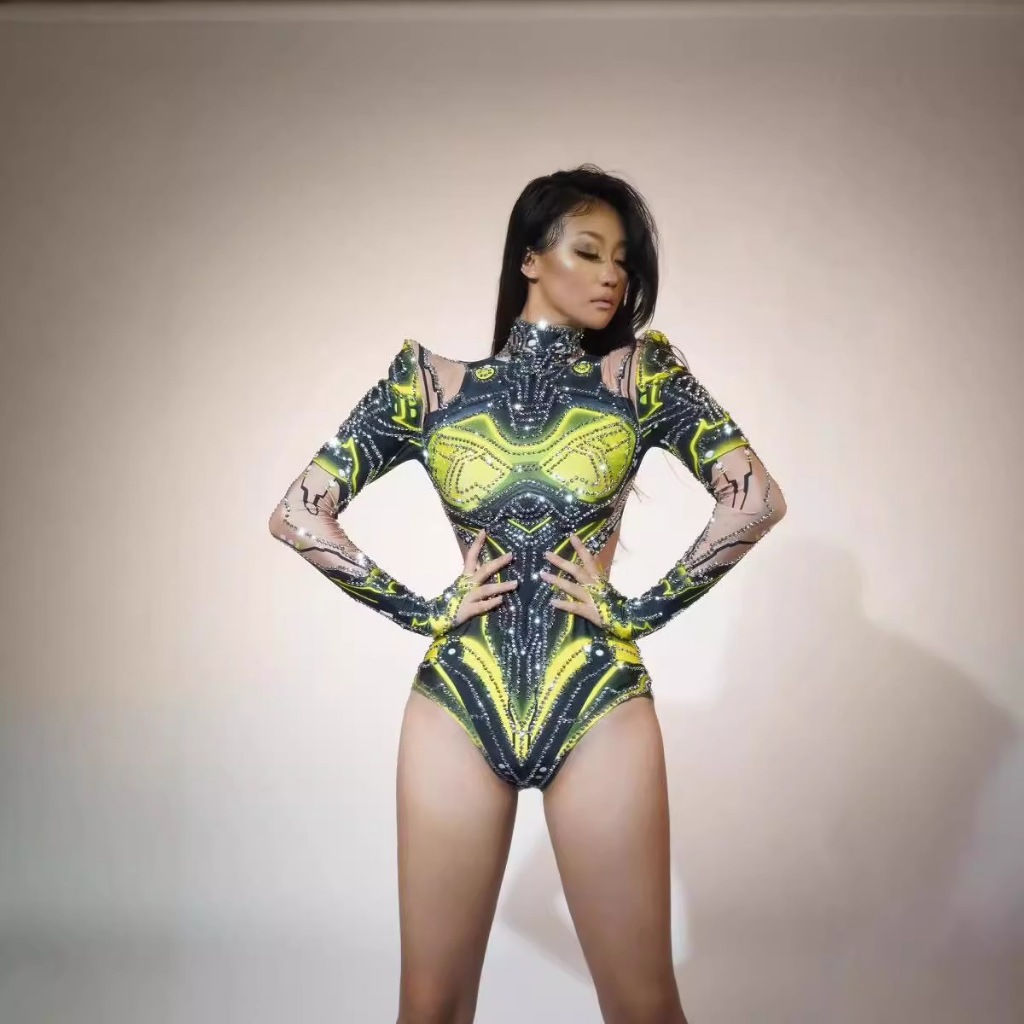 Sexy Sparkly Bodysuit Nightclub Bar Dj Women Gogo Dancers Group Jumpsuit Pole Dance Clothing Cosplay
