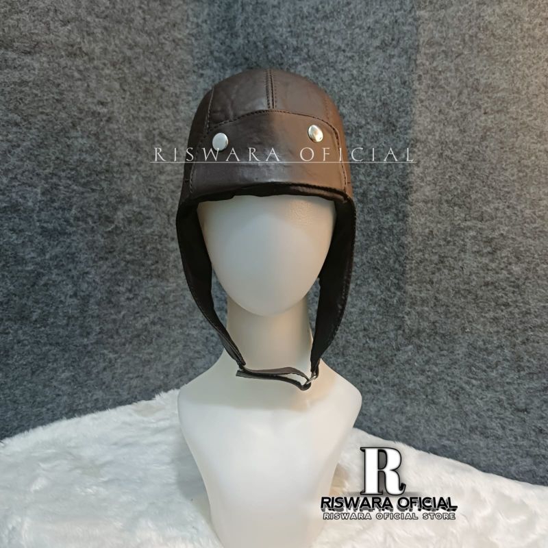 TOPI PILOT KULIT ASLI/ TOPI MOTOR MODEL SNOPY/ SNOOPY TOPI PILOT BAHAN KULIT/ TOPI KULIT ORIGINAL