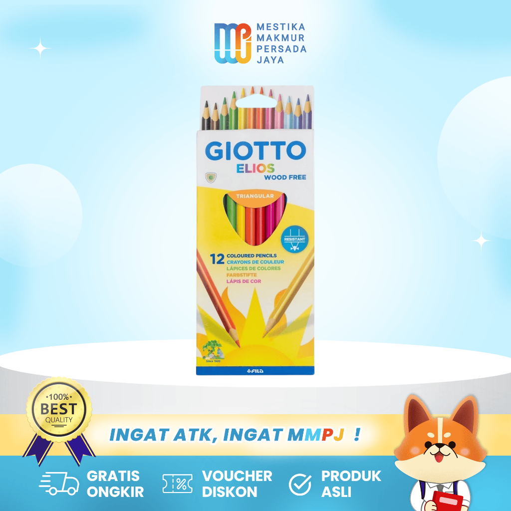

Giotto Elios Pensil Warna Triangular Segitiga Isi 12 Warna Lengkap Wood Free