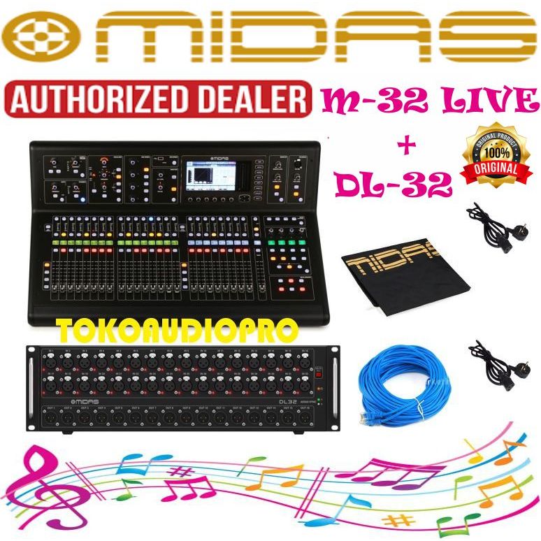 Midas M32 LIVE Digital Mixer + Paket DL32 + Cable Cat6 75m