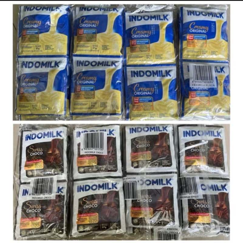 

Indomilk sachet susu kental manis putih dan coklat paket 1 karton