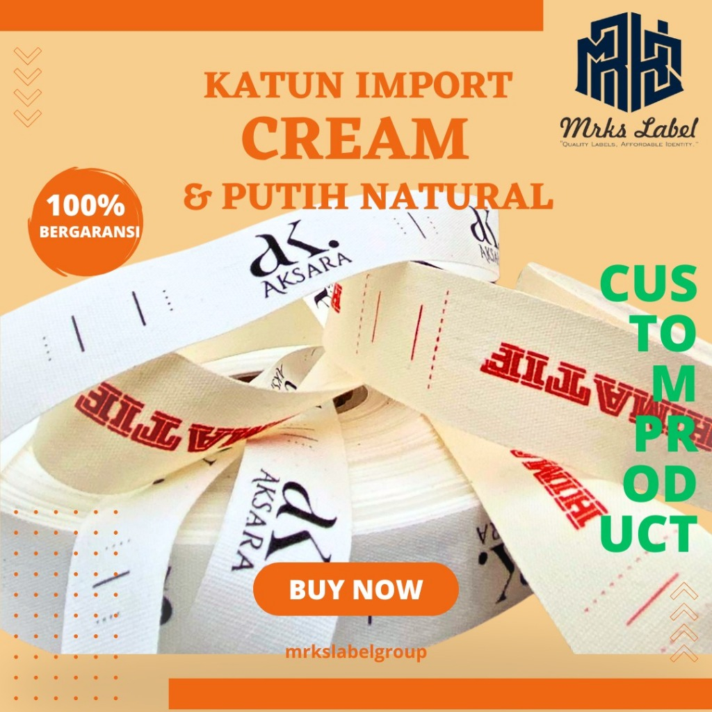 

label katun import halus/label anak/merek anti gatal/LABEL piterban cream costume berbagai jenis ukuran