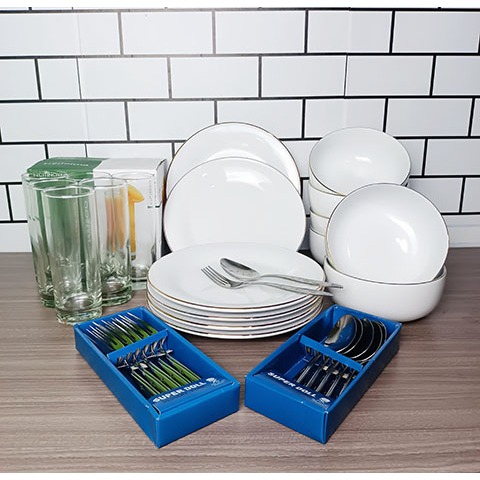 30 pcs Dinner set Gold & White