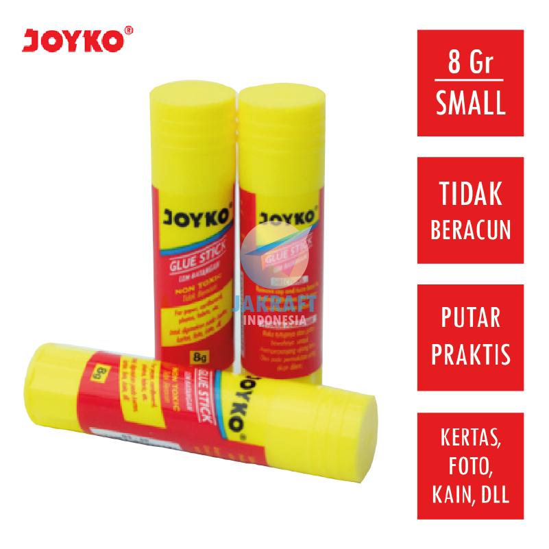 

ATH (12 Pcs) GROSIR Glue Stick 8Gr Lem Kertas Stik Putar Kecil 8 Gram Gr JOYKO GS-09 / GS-100 Non