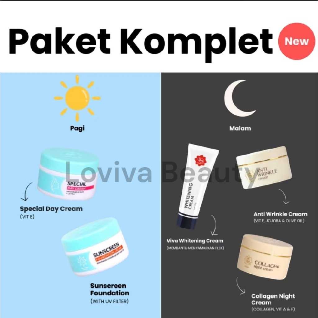 Viva Paket Cream Pagi/Malam/Komplet (Pagi & Malam) - Basic Skincare