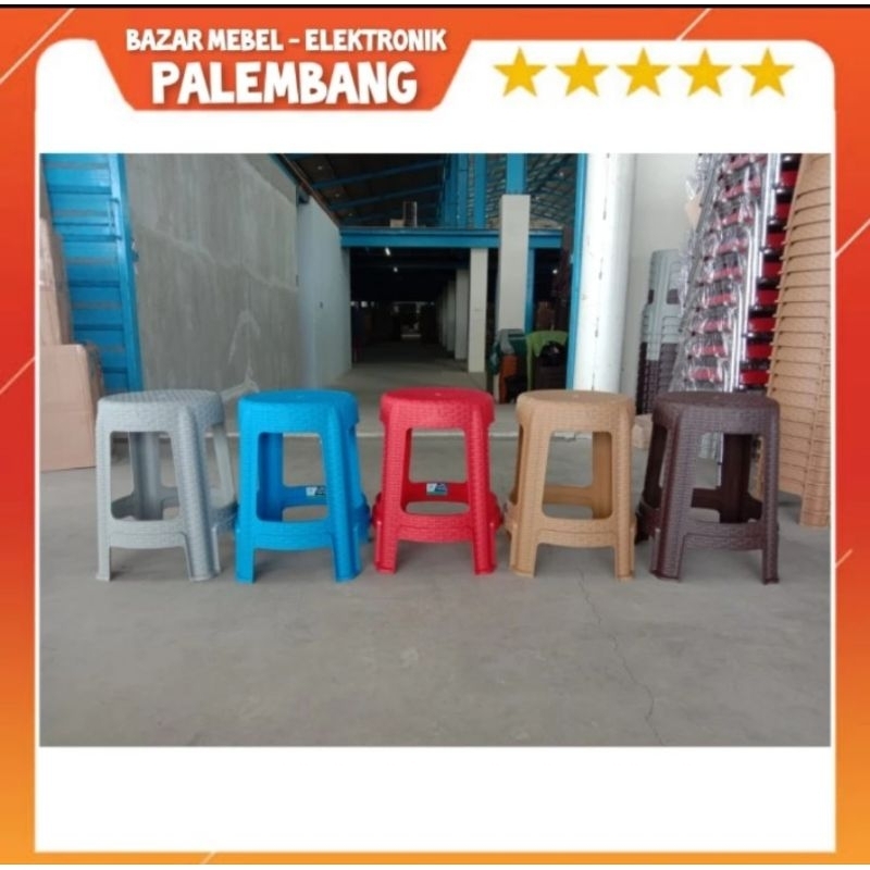 Kursi Baso Plastik Anyaman Rattan Olymplast (Bulat)