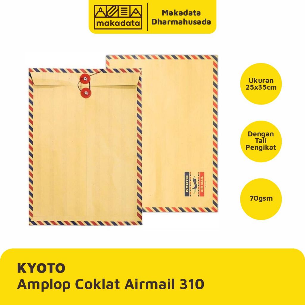 

ENVELOPE | AMPLOP COKLAT AIRMAIL KYOTO TALI 310 (1 PAK)