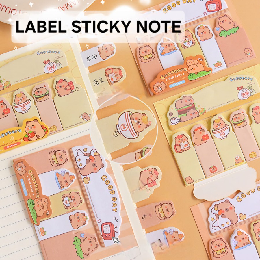 

LABEL STICKY NOTE PERNAK PERNIK LUCU ALAT TULIS MOTIF CAPYBARA SEKOLAH KANTOR