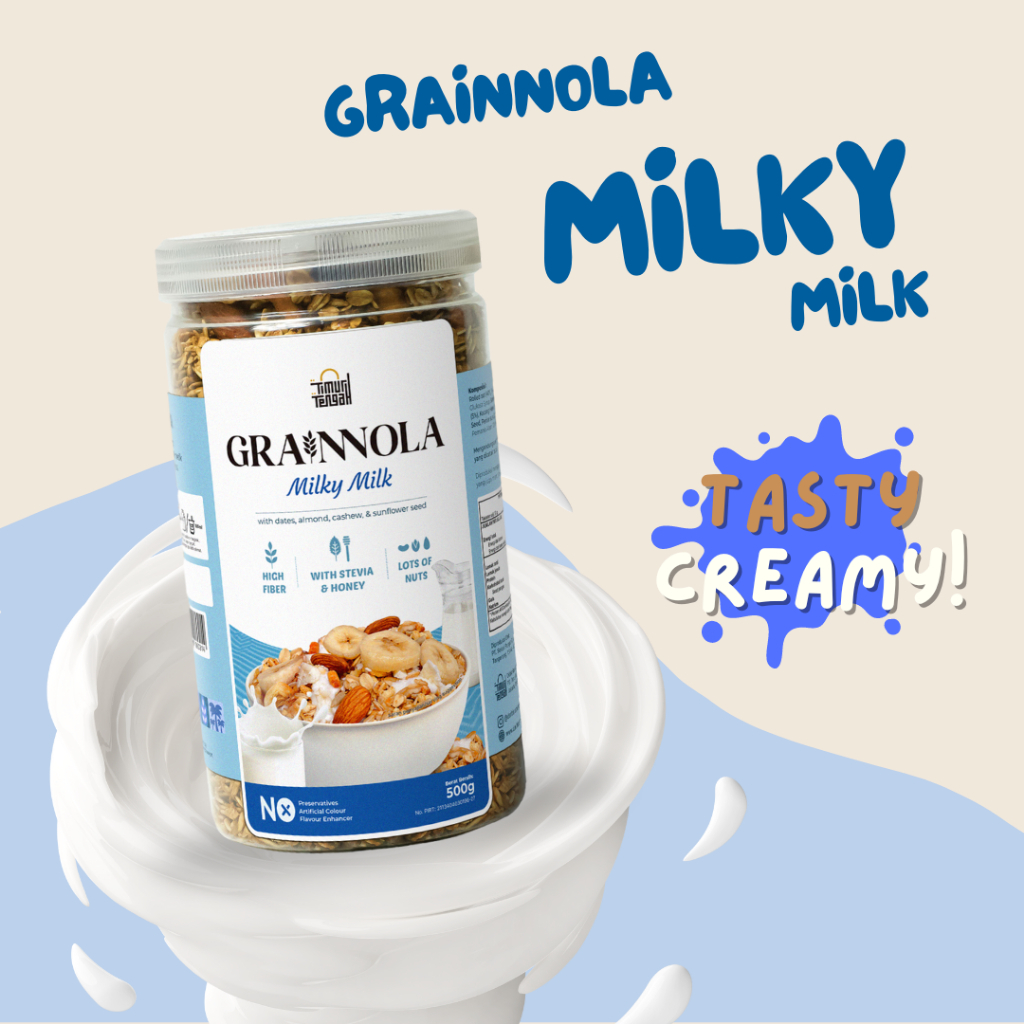 

Granola Grainnola Milky Milk 500gr - Sereal Sarapan Sehat Rendah Kalori - Granola Timur Tengah