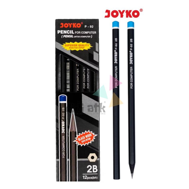 

Pensil Pencil 2B Joyko P-92 Black Wood Hexagonal Grip 1 Pak Isi 12 Pcs