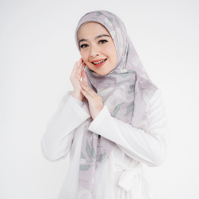 KAMA Laser Cut Hijab Segi Empat Print Motif Dahra Warna Mauve