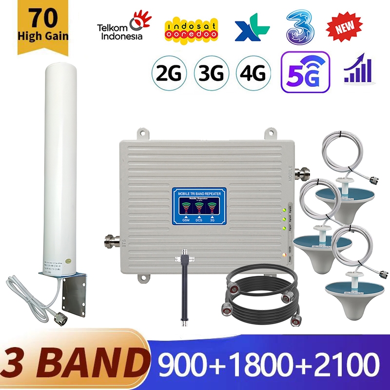 3 antena jamur FullSet 2G 3G 4G Penguat sinyal 3 Band Pengulang Sinyal HP EDC 4G Modem Sinyal Booste