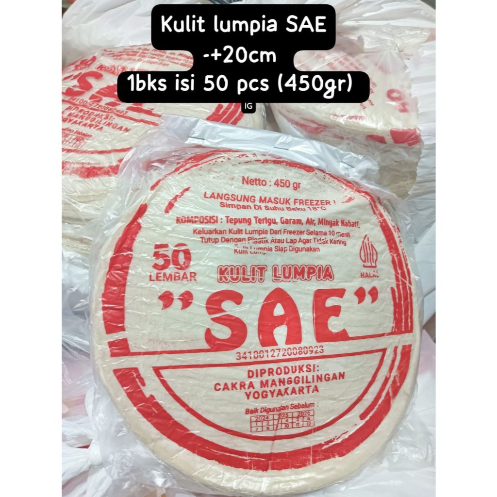 

Kulit Lumpia sae 20cm isi 50pcs 450gr, Ready Stock delivery Jogja