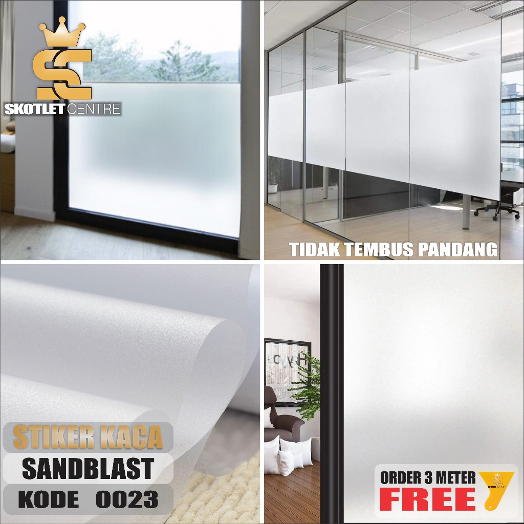 Stiker Kaca Sandblast Sticker Jendela Pintu Rumah Kantor Polos Buram